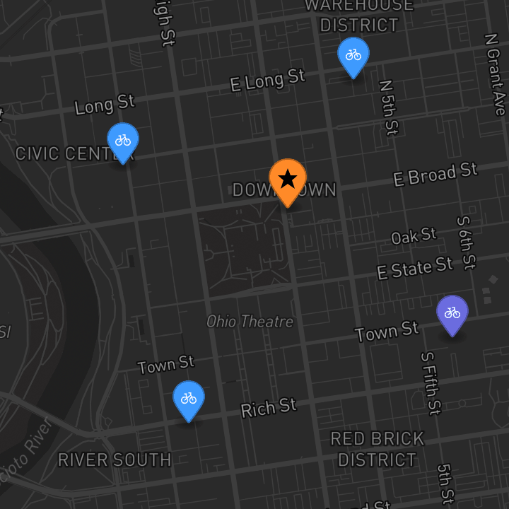 A live RideRank crew map — rider pins showing the whole pack's position in real time